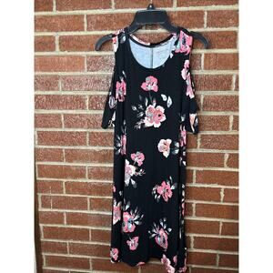 Arizona Juniors Dress Cold Shoulder Black Floral XS